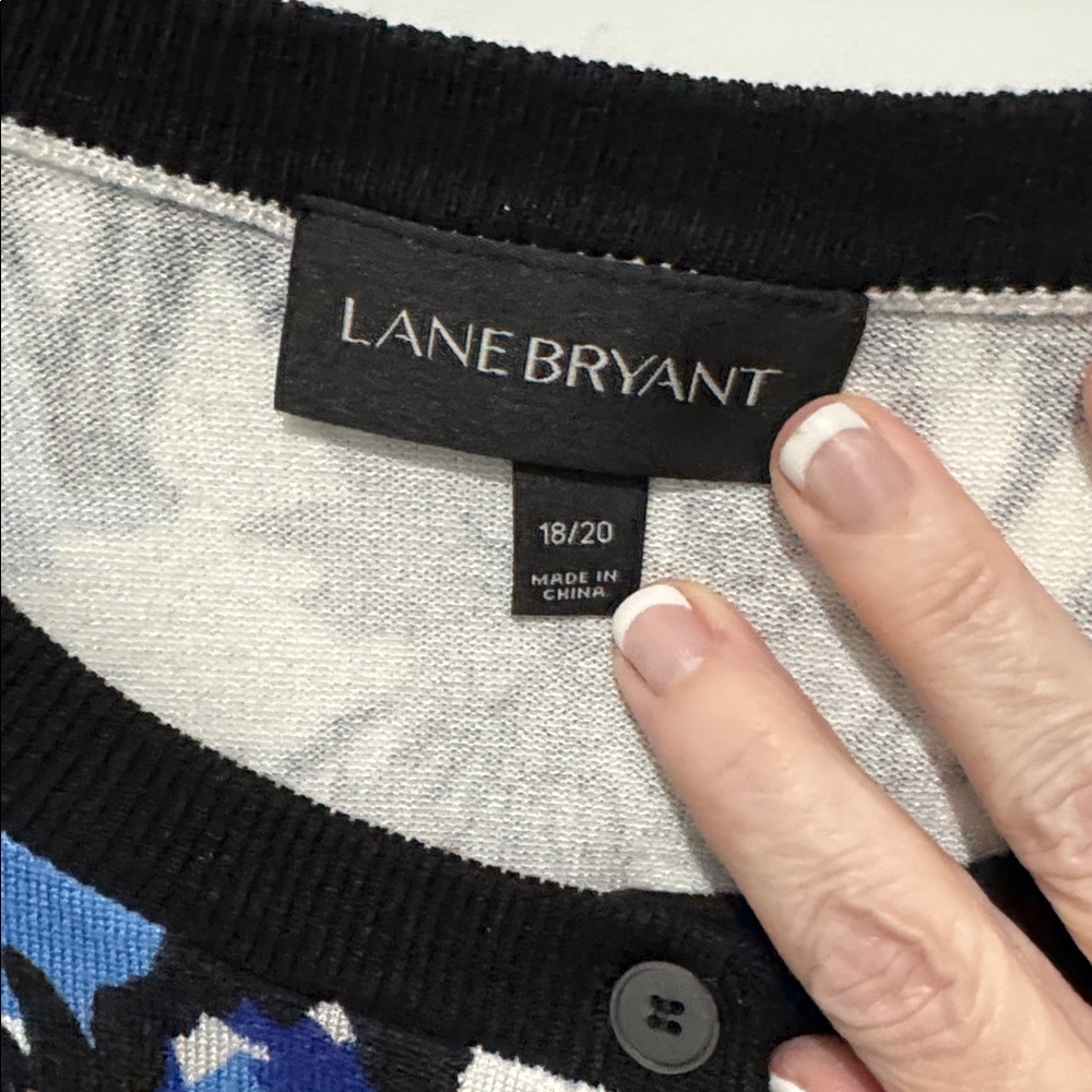 Lane Bryant Blue and Black Floral Cardigan 18/20 - Picture 3 of 4